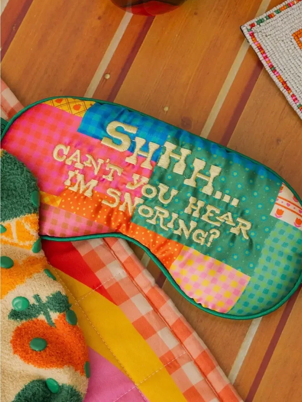 ban.do - Multicolor Patchwork 'Shhh... Can't You Hear I'm Snoring?' Sleep Mask